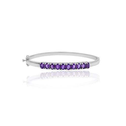 Amethyst Oval Stone Bangle Bracelet