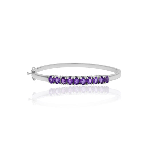 Amethyst Oval Stone Bangle Bracelet