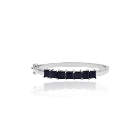 Black Spinel Square Bangle Bracelet