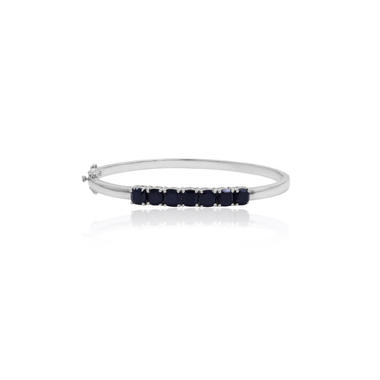 Black Spinel Cushion Bangle Bracelet