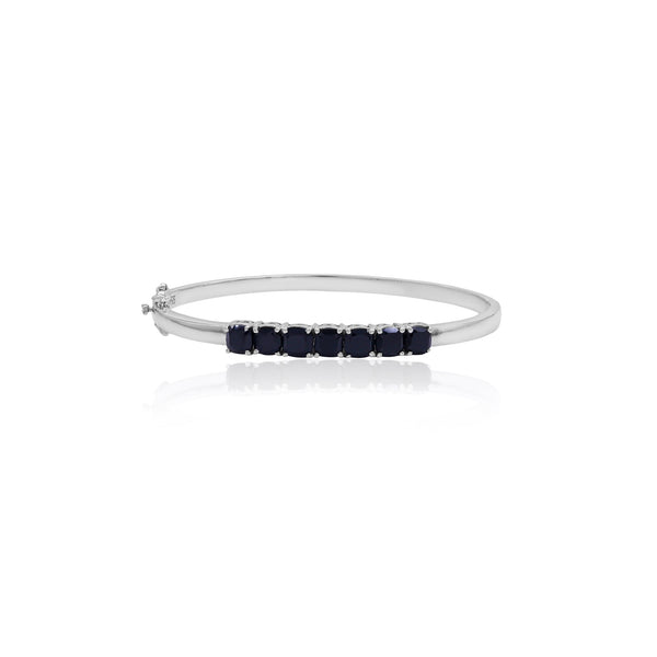 Black Spinel Cushion Bangle Bracelet