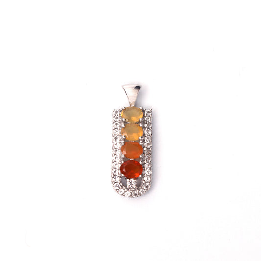 Fire Opal and White Topaz Pendant