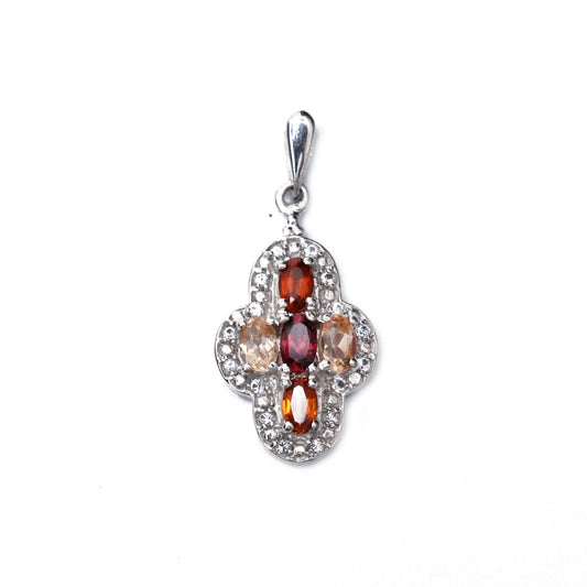 Multi Color Topaz Pendant With Chain