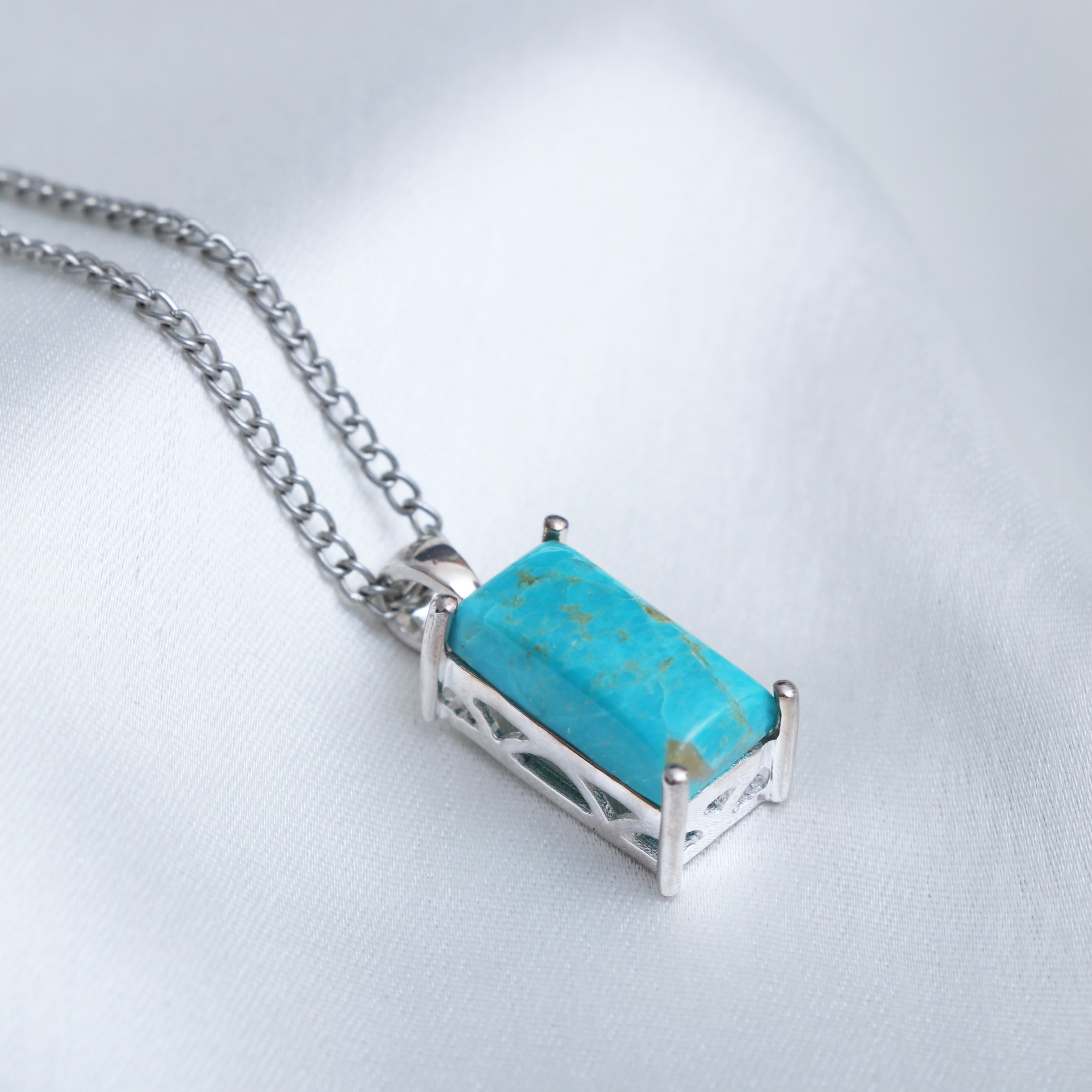 Natural Turquoise Octagon Pendant