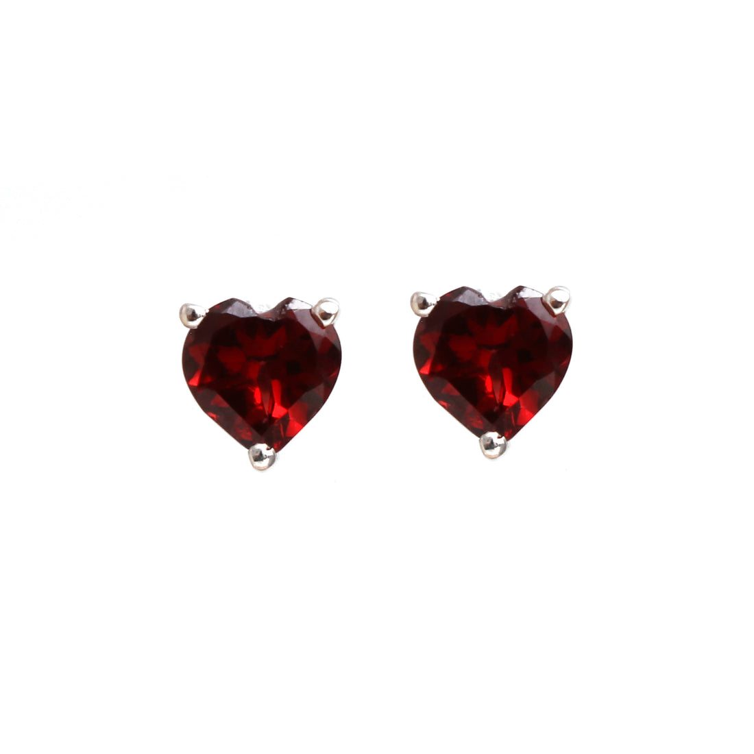 6 MM Natural Red Garnet Heart Earrings