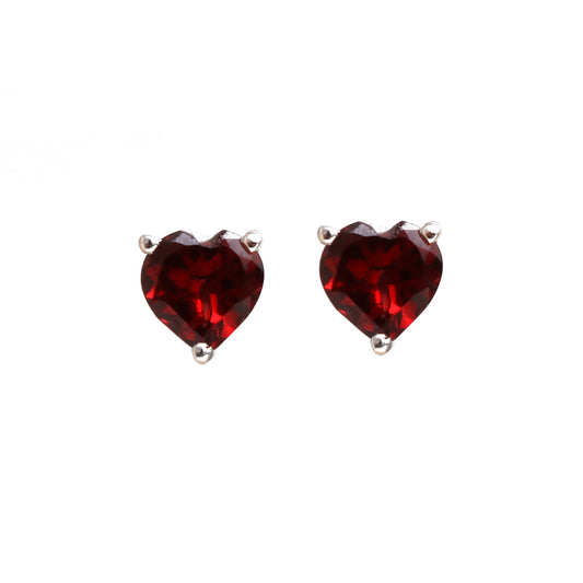6 MM Natural Red Garnet Heart Earrings