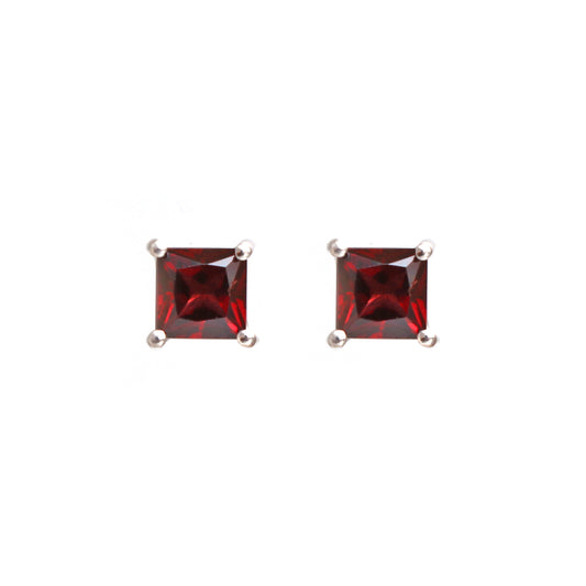 Garnet Square Stud Earring