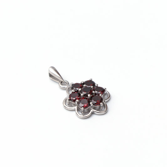 Natural Red Garnet Pendant With Chain