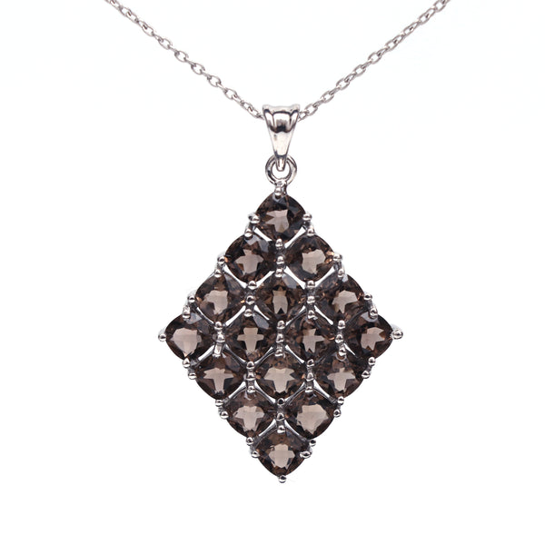 Barfi Smoky Quartz Pendant- Comes with silver chain