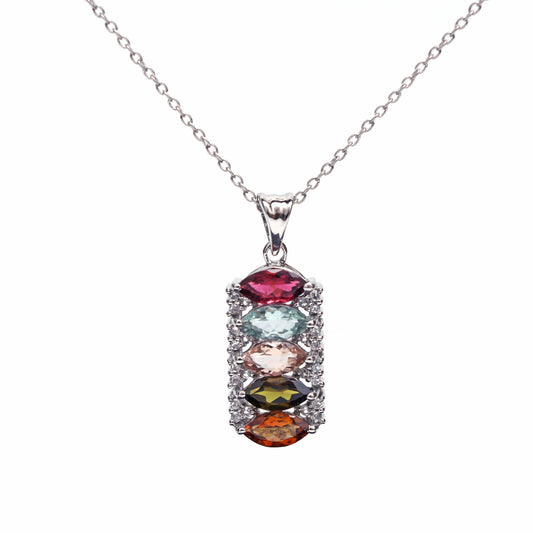 Semi Precious and White Topaz Pendant