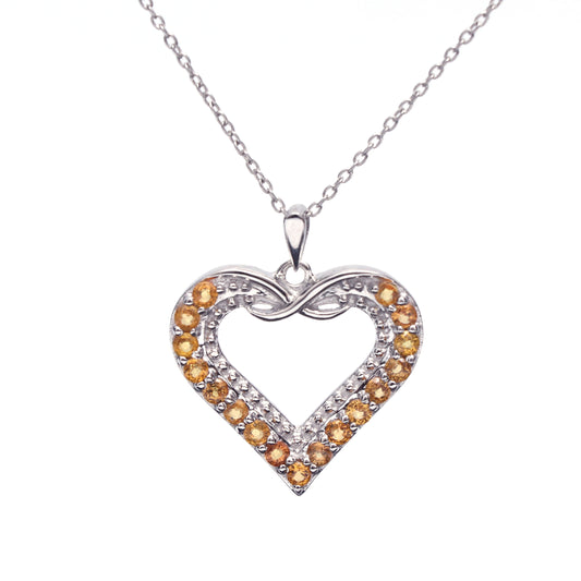 Natural Yellow Citrine Heart Pendant