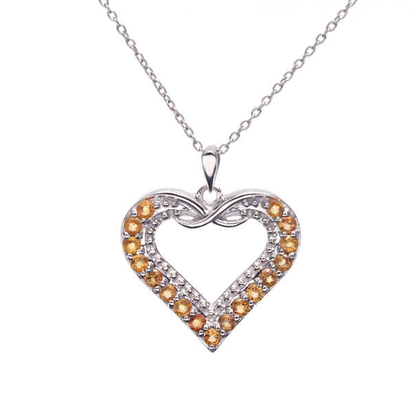 Natural Yellow Citrine Heart Pendant