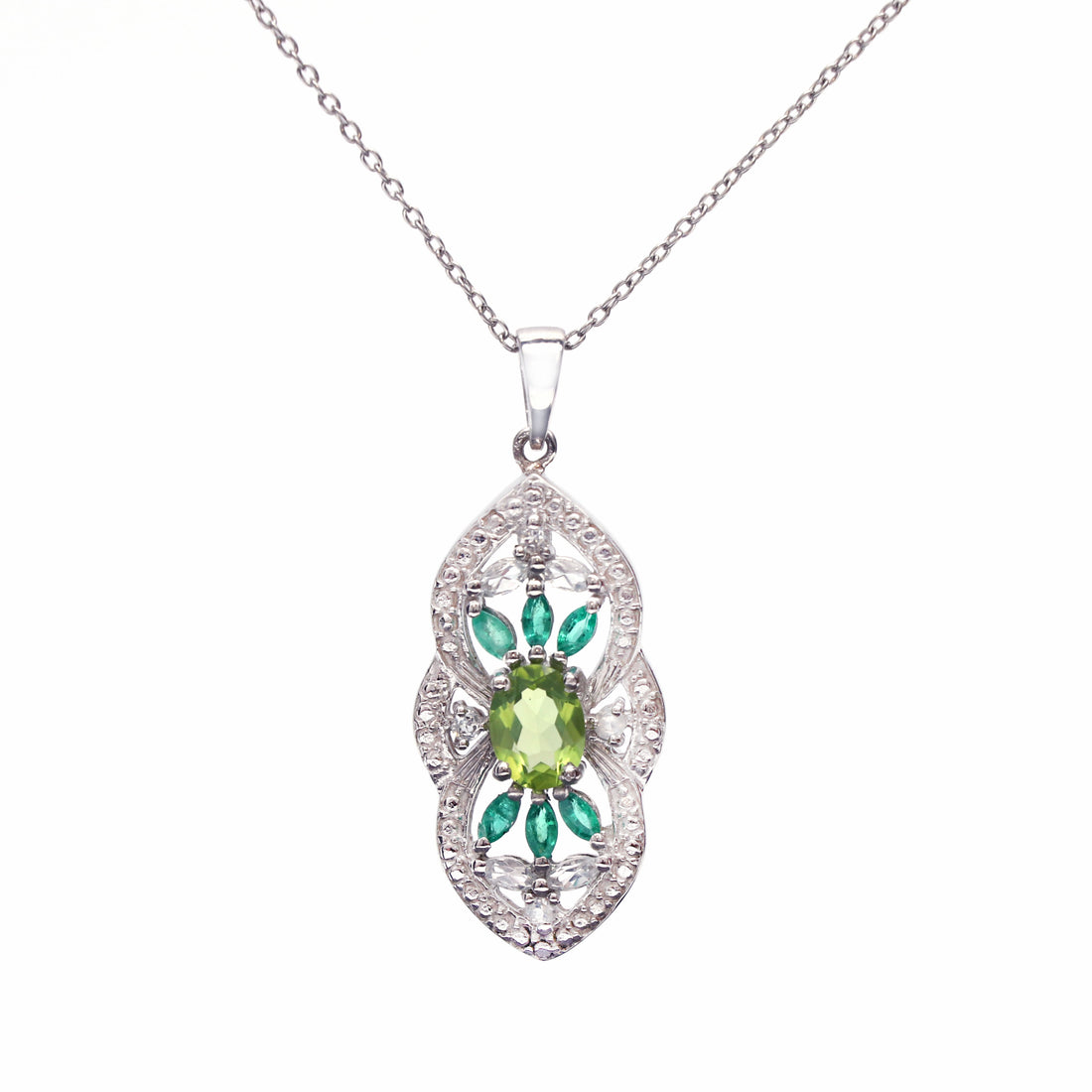 Peridot Emerald White Topaz Pendant