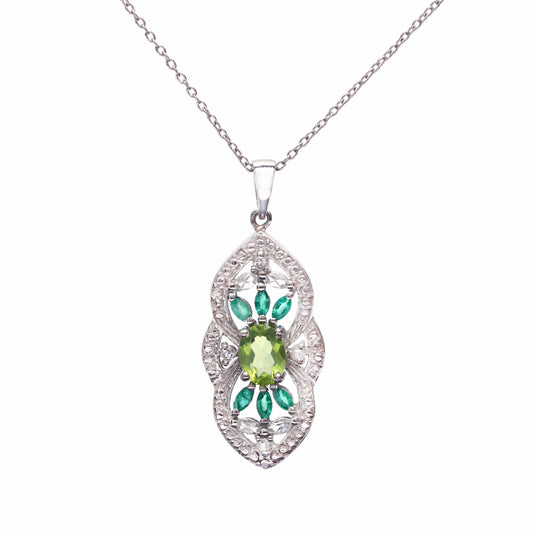 Peridot Emerald White Topaz Pendant