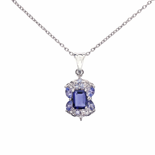 Iolite Tanzanite Pendant With Chain