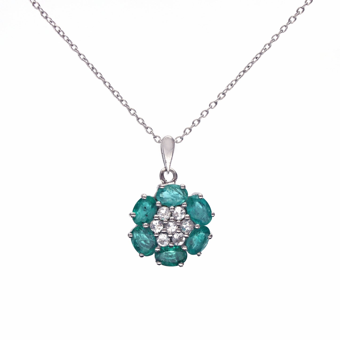 Natural Green Emerald and Topaz Pendant