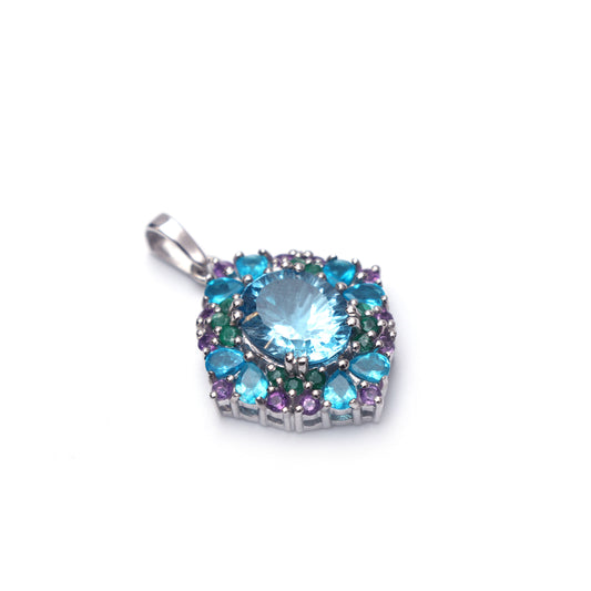Multi Gemstone Pendant With Chain