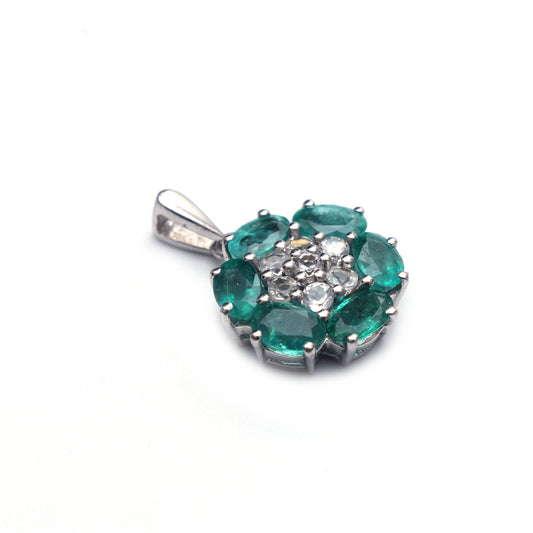 Natural Green Emerald and Topaz Pendant