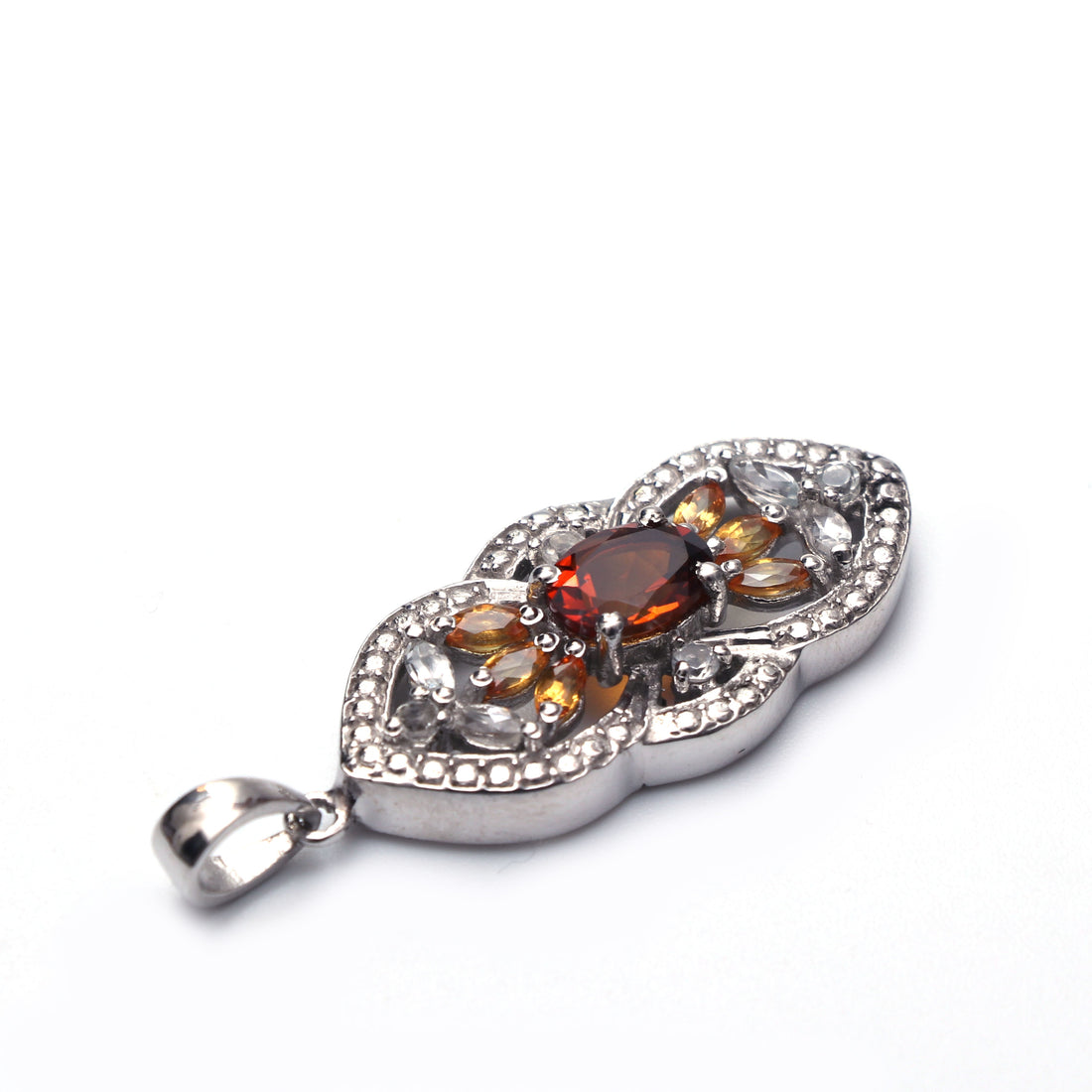 Garnet Citrine Topaz Pendant With Chain