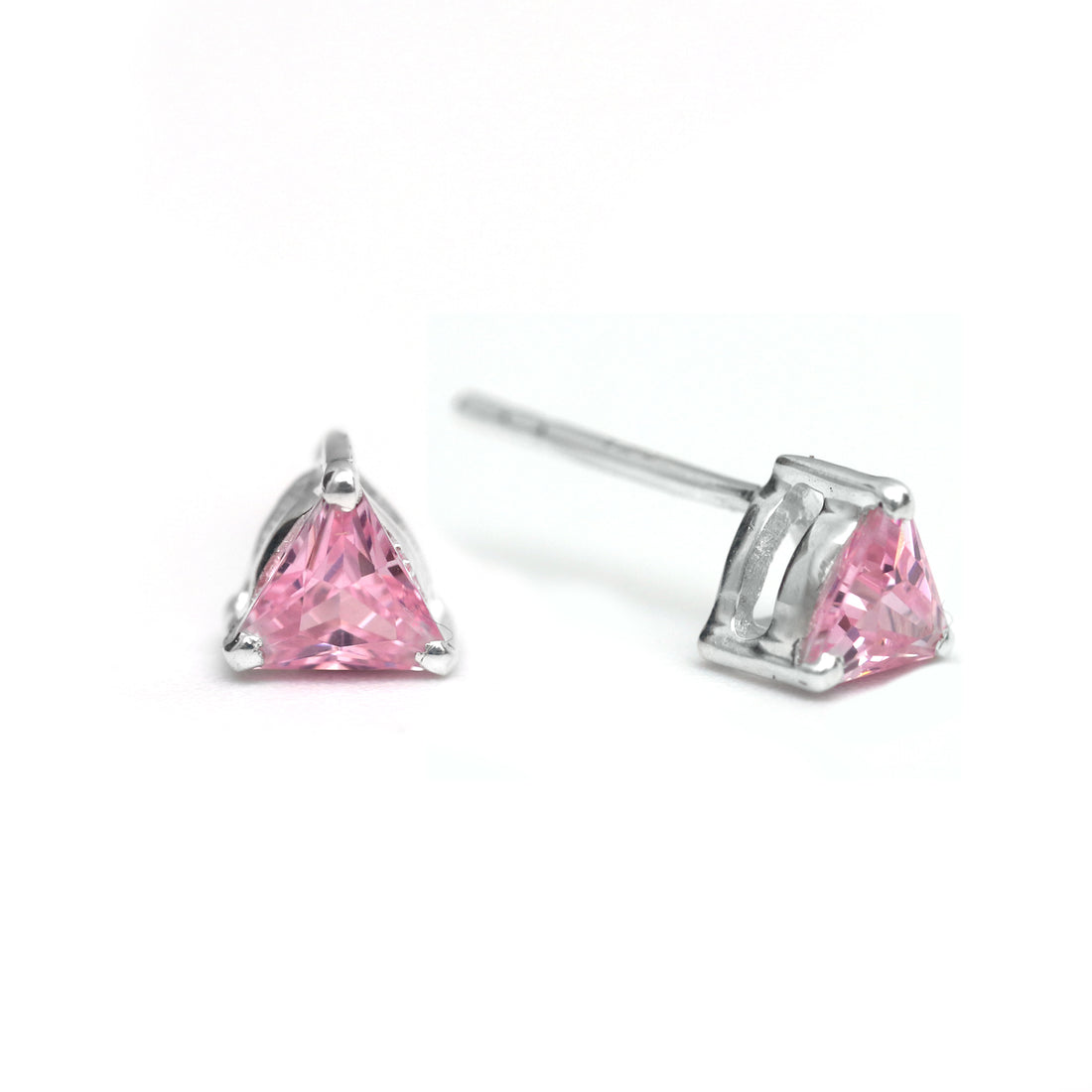 Pink Diamond Triangle Earring