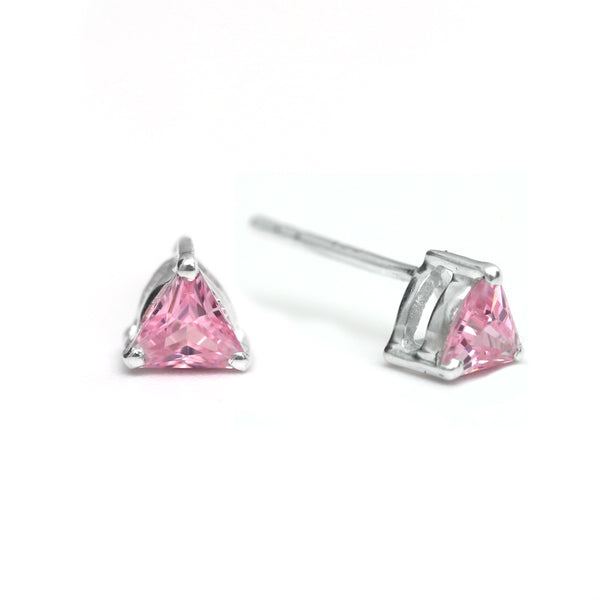 Pink Diamond Triangle Earring