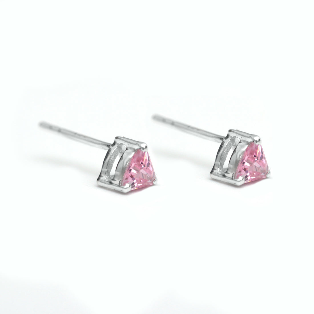 Pink Diamond Triangle Earring