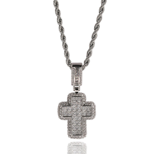T CROSS EMERALD CUT ICED OUT PENDANT