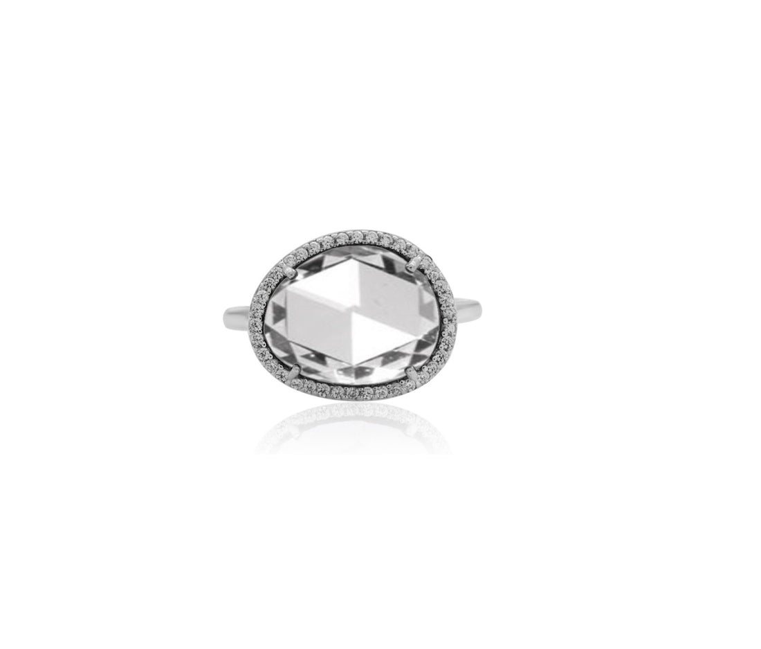 Crystal Quartz Gemstone Statement Ring
