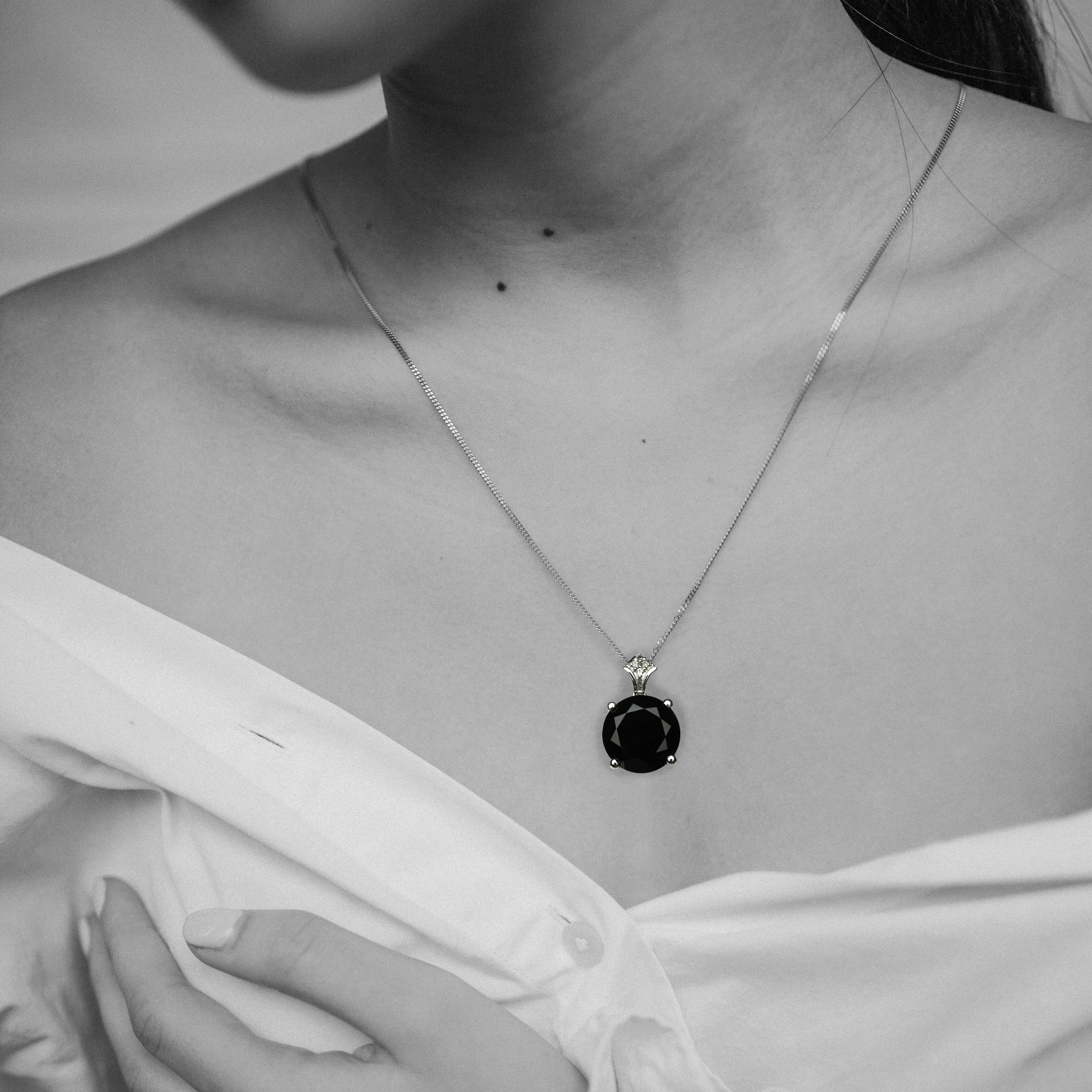Black Spinel Round Pendant
