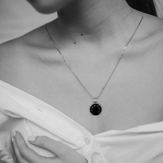 Black Spinel Round Pendant