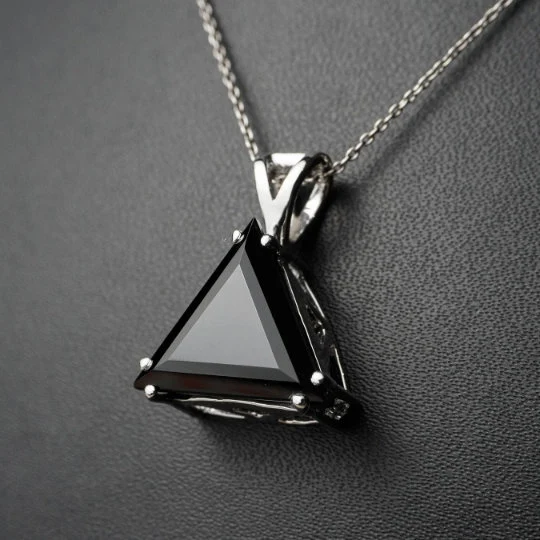 Black Spinel Triangle Gemstone Pendant