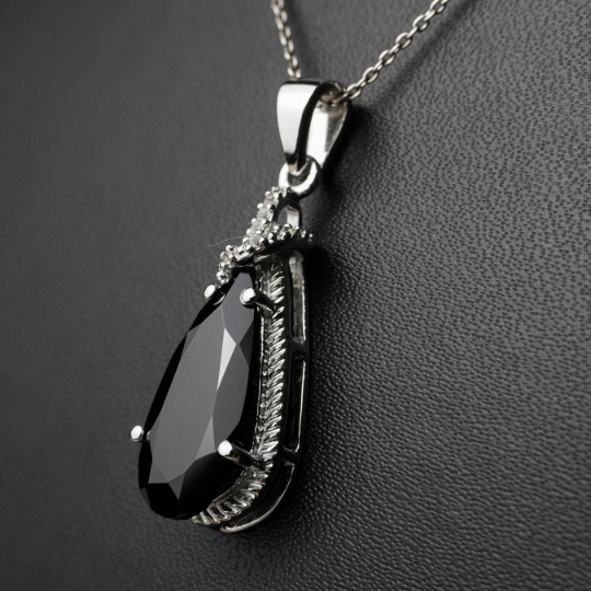Black Spinel Pear Shape Pendant