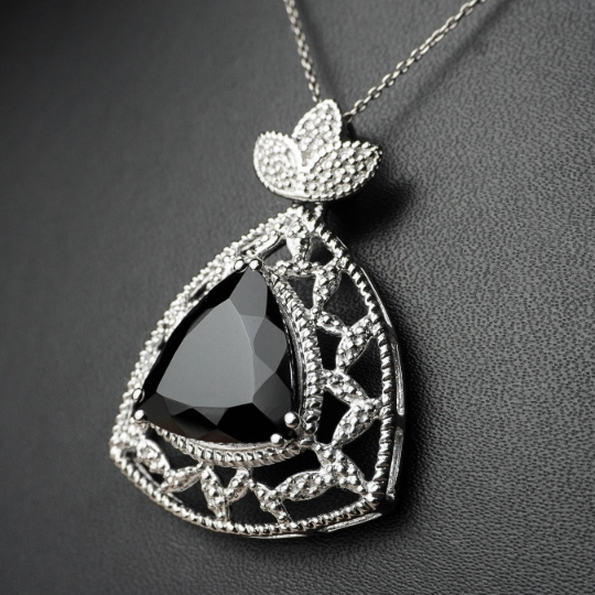 "THE VATICAN" Natural Black Spinel Pendant (Comes with a complimentary Silver Chain)