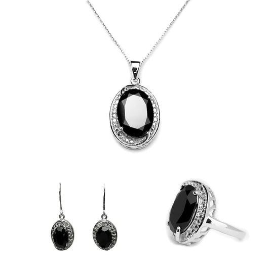 Natural Black Spinel Jewelry Set
