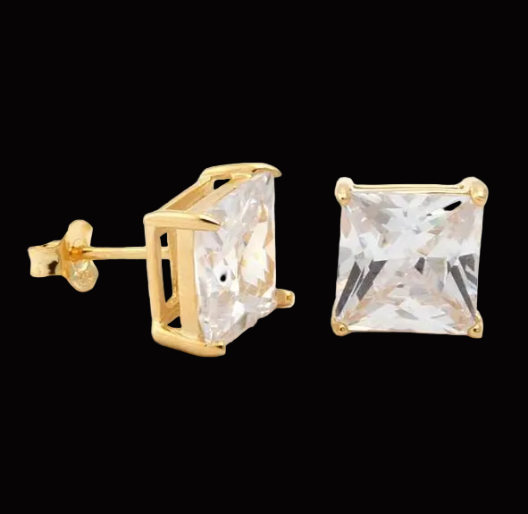 ED PRINCESS CUT STUD EARRINGS