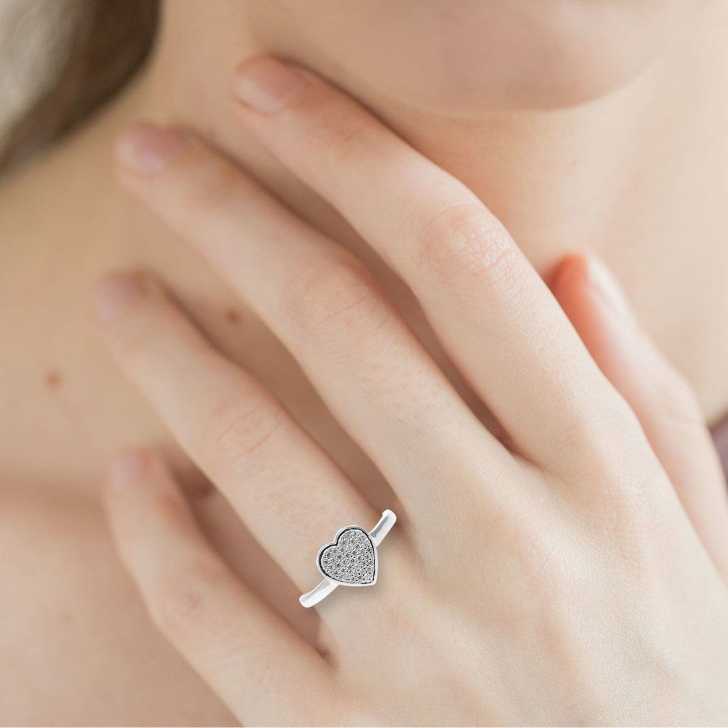 Heart Design Adjustable Gemstone Ring