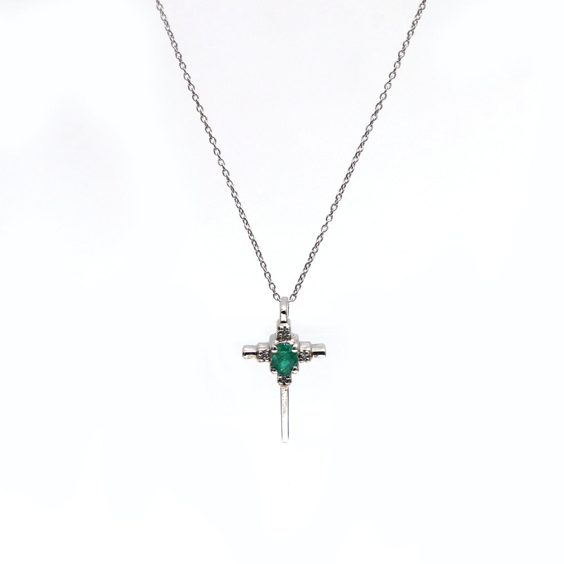 Natural Emerald Cross Pendant - UNISEX