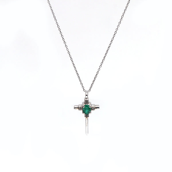 Natural Emerald Cross Pendant - UNISEX