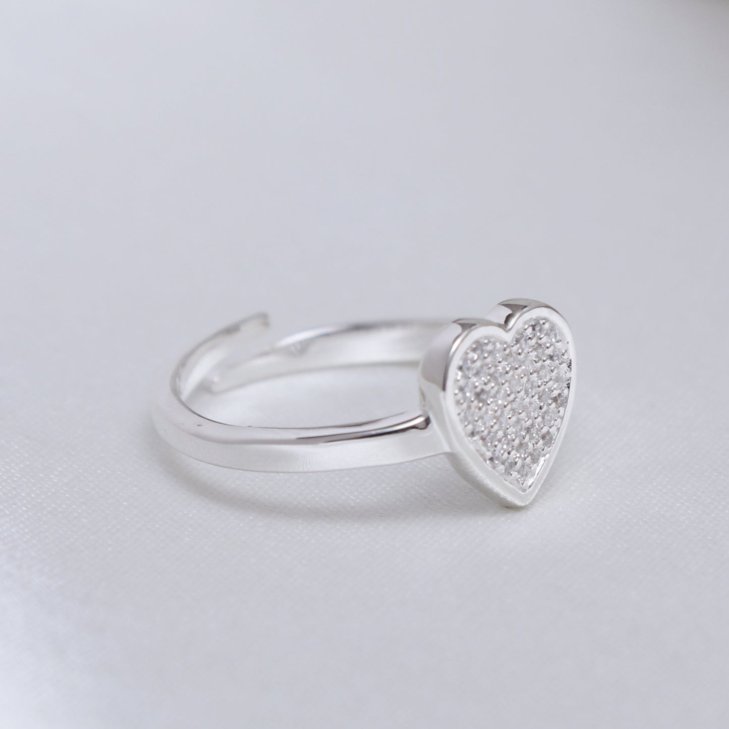 Heart Design Adjustable Gemstone Ring