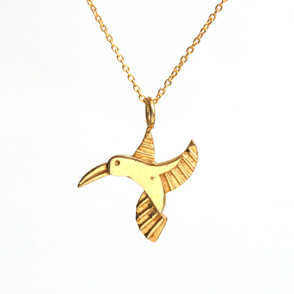 Flying Kingfisher Pendant (Comes with a complimentary Gold Plated Silver Chain)